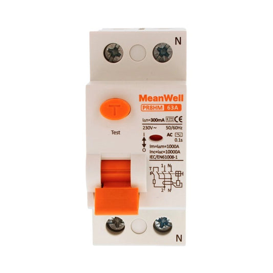 Differenziale Puro MeanWell Tipo AC 1P+N 2M 10kA 300mA 63A 230V