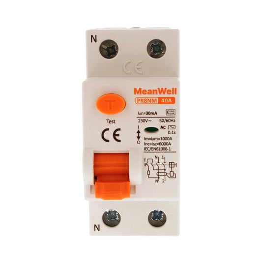 Differenziale Puro MeanWell Tipo AC 1P+N 2M 6kA 30mA 40A 230V