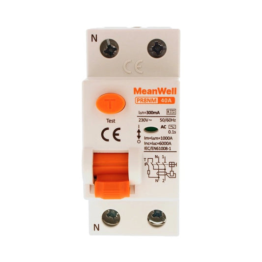 Differenziale Puro MeanWell Tipo AC 1P+N 2M 6kA 300mA 40A 230V
