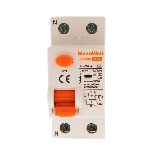 Differenziale Puro MeanWell Tipo AC 1P+N 2M 6kA 300mA 63A 230V