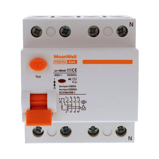 Differenziale Puro MeanWell Tipo AC 3P+N 4M 10kA 30mA 63A 400V