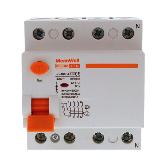 Differenziale Puro MeanWell Tipo AC 3P+N 4M 10kA 300mA 63A 400V