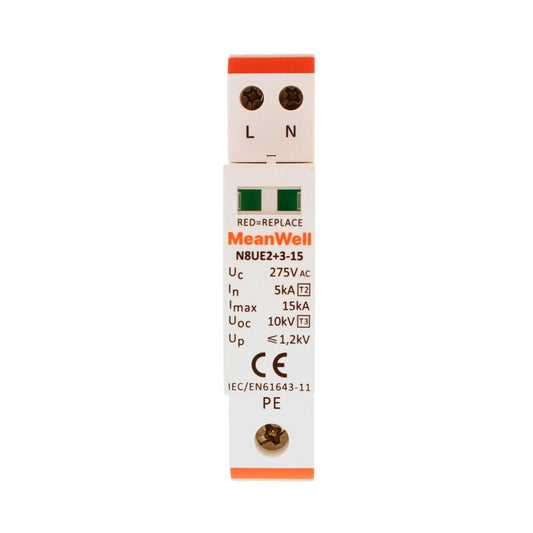 Scaricatore Di Sovratensione MeanWell Tipo 2+3 T2+T3 1 Polo+1 Polo 1M 5kA-15kA 10kV AC 275V IP20 IEC61643
