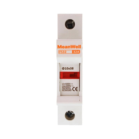 Portafusibile MeanWell AC 1 Polo 1M D10X38mm 32A AC 500V IP20 IEC60269