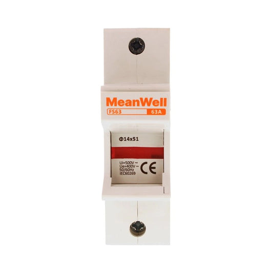 Portafusibile MeanWell AC 1 Polo 1M D14X51mm 63A AC 500V IP20 IEC60269