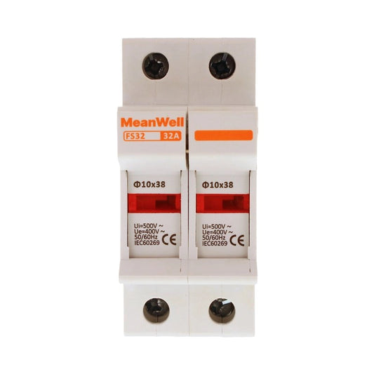 Portafusibile MeanWell AC 2P 2M D10X38mm 32A AC 500V IP20 IEC60269