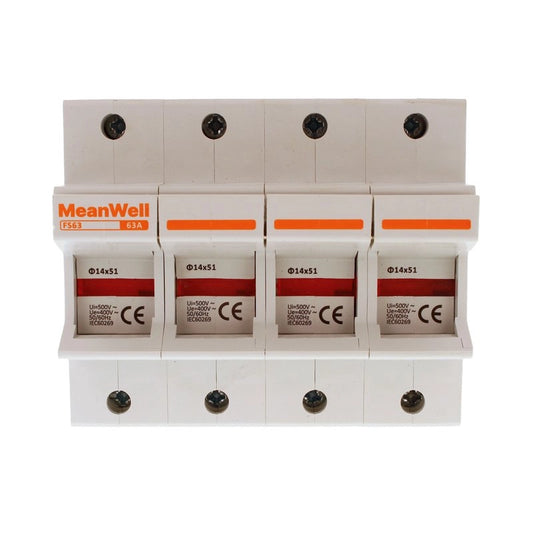 Portafusibile MeanWell AC 4P 4M D14X51mm 63A AC 500V IP20 IEC60269