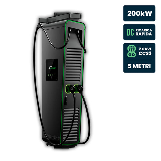Hypercharger DC 2x100kW Doppio Cavo 5m IP55 IK10 Display Colori 15.6" e RFID