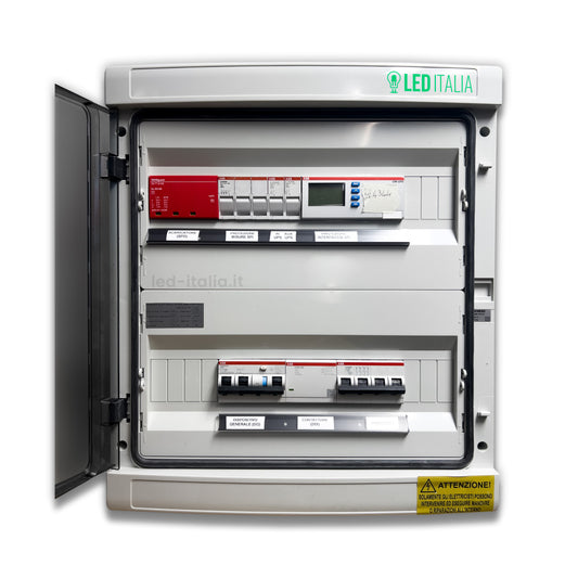 Quadro AC Trifase 15kW 25A 400V 36 Moduli Differenziale + SPD + Entra/Esci + Sgancio + Portafusibili + SPI CEI 0-21 ABB / DEHN IP65