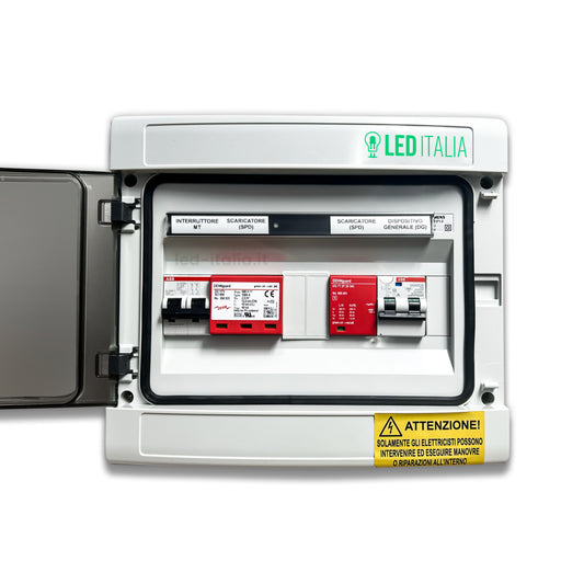 Quadro Combinato AC/DC Monofase 6kW 1/1 MPPT 32A 230V / 20A 600VDC 12 Moduli Differenziale + SPD ABB / DEHN IP65